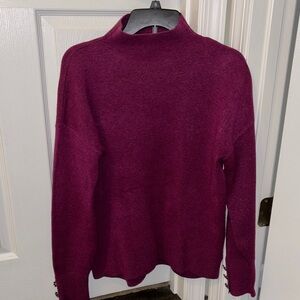 TAHARI Women's Mockneck Sweater with bling button sleeves